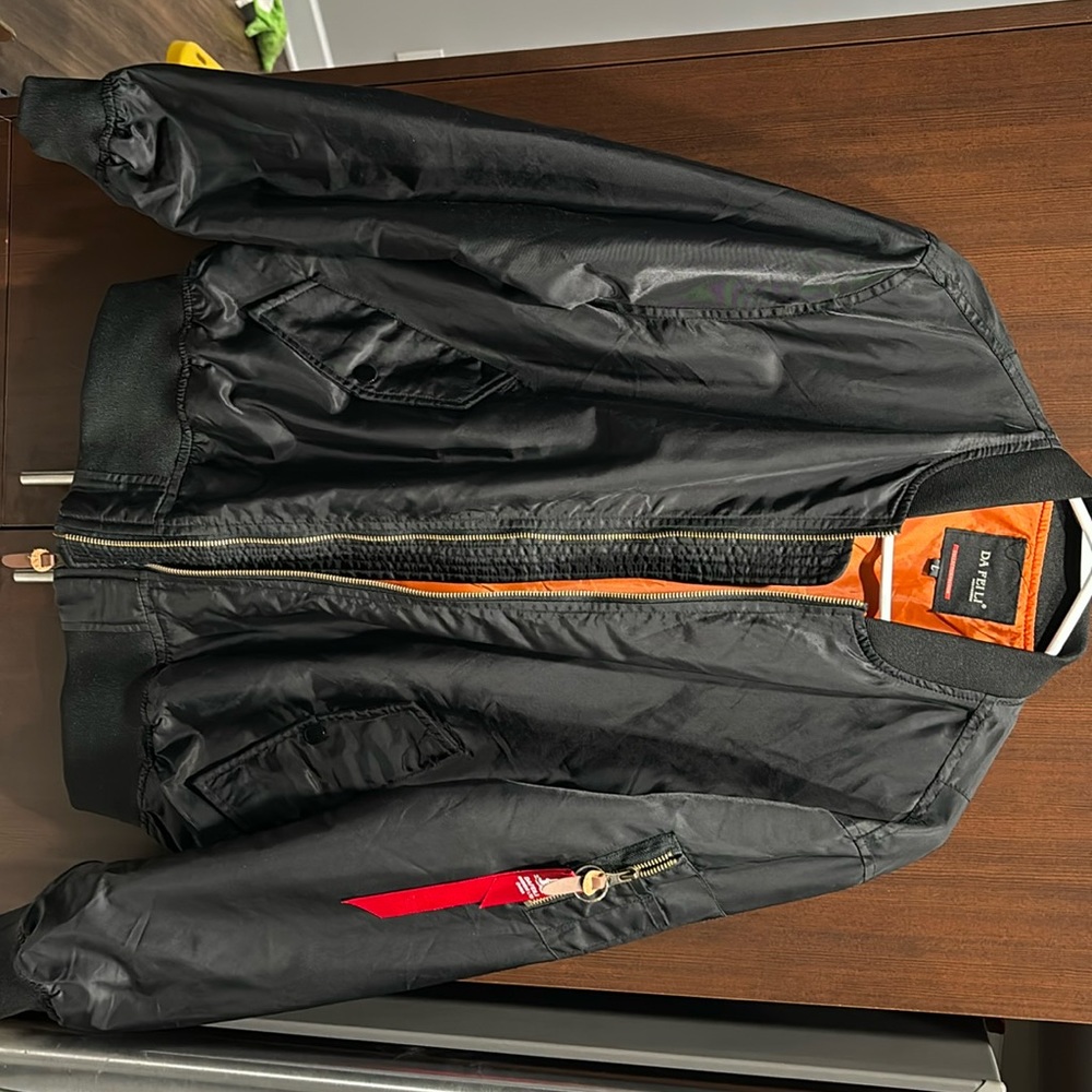 Large black bomber jacket